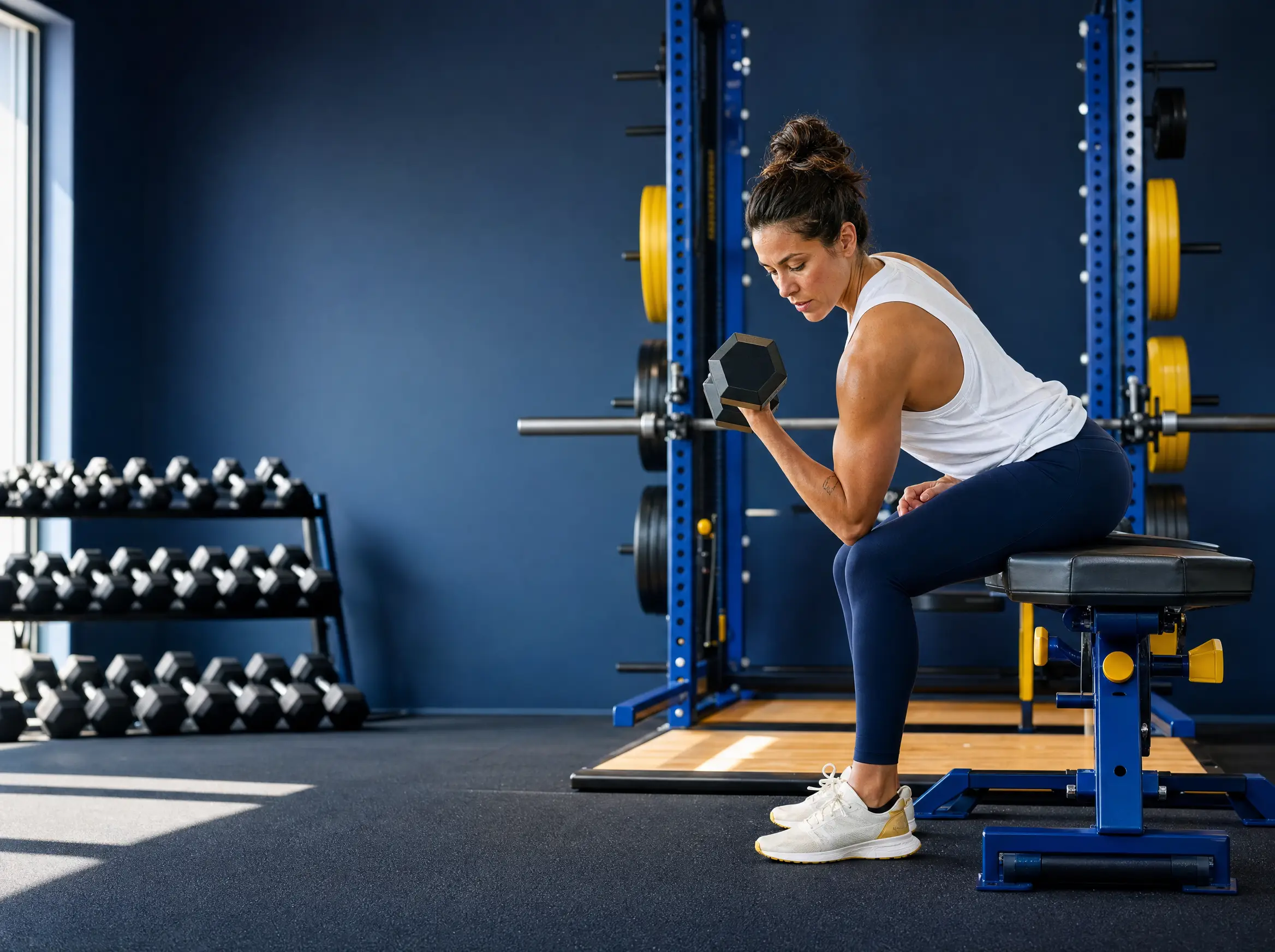 Athlète en séance de musculation